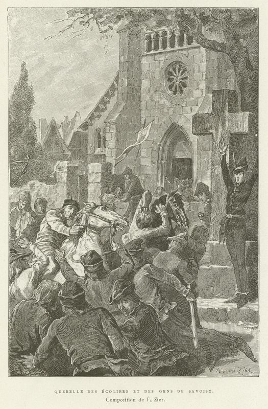 Streit zwischen Studenten und den Leuten von Savoisy von French School