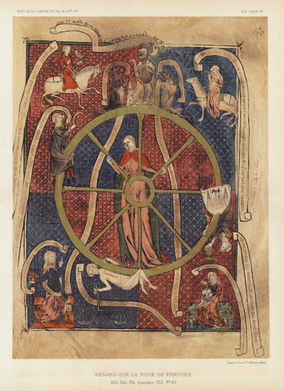 Renard Sur La Roue De Fortune (Farblithografie) von French School