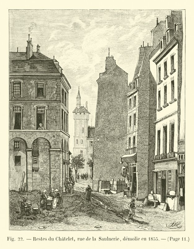 Überreste des Châtelet, Rue de la Saulnerie, abgerissen 1855 von French School