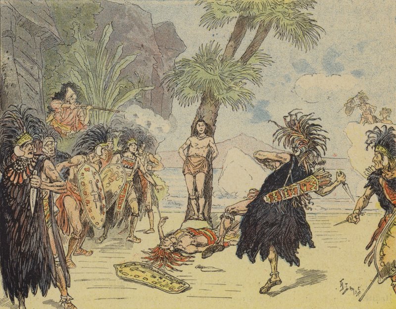 Robinson Crusoe tötet den Kannibalenhäuptling und rettet Freitags Leben von French School