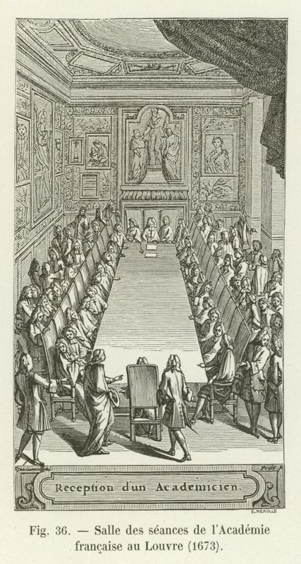 Sitzungssaal der Académie française im Louvre, 1673 von French School