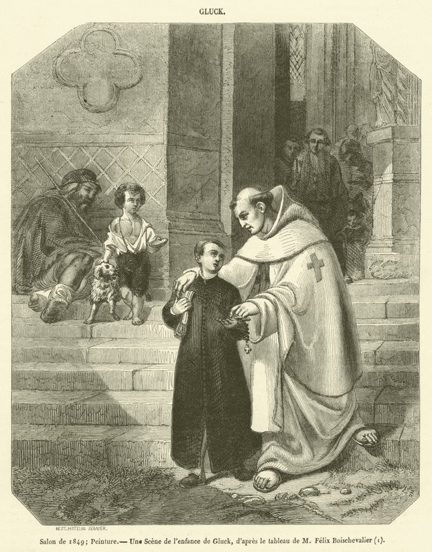 Eine Szene aus der Kindheit von Gluck (Salon von 1849) von French School