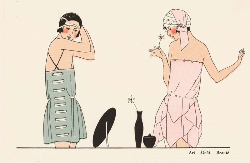 Seidenunterwäsche-Mode der 1920er Jahre von French School