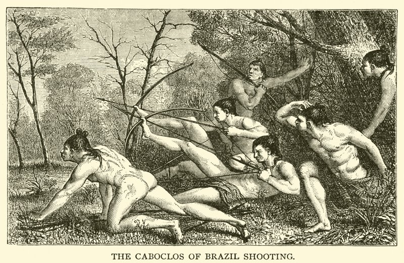 Die Caboclos von Brasilien beim Schießen (Gravur) von French School