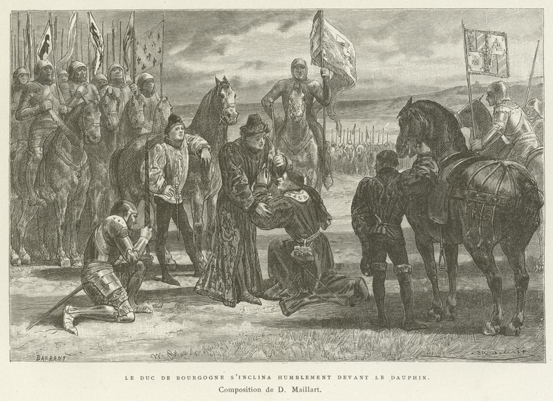 Der Herzog von Burgund verneigte sich demütig vor dem Dauphin von French School