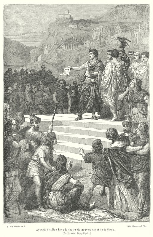 Der Kaiser Augustus errichtet das Verwaltungszentrum von Gallien in Lugdunum (Lyon) von French School