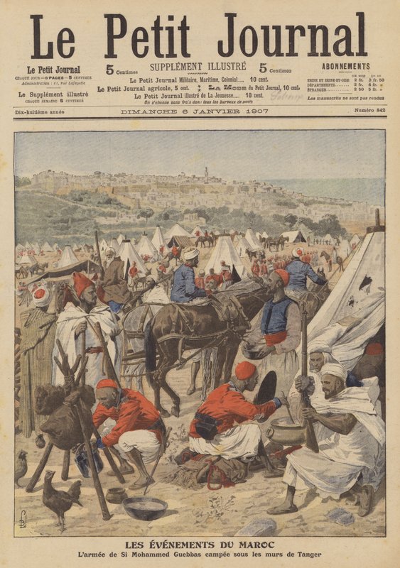 Das Heer von Mohammed Guebbas lagerte unter den Mauern von Tanger, Marokko von French School