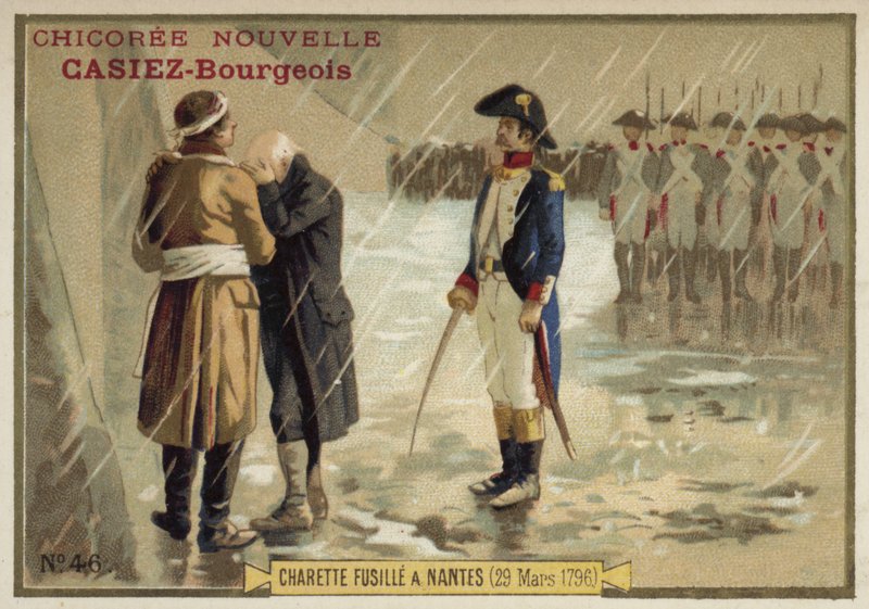 Die Hinrichtung des royalistischen Generals François de Charette, Nantes, 29. März 1796 von French School