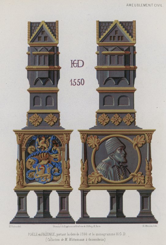Kachelofen aus dem Jahr 1550 von French School