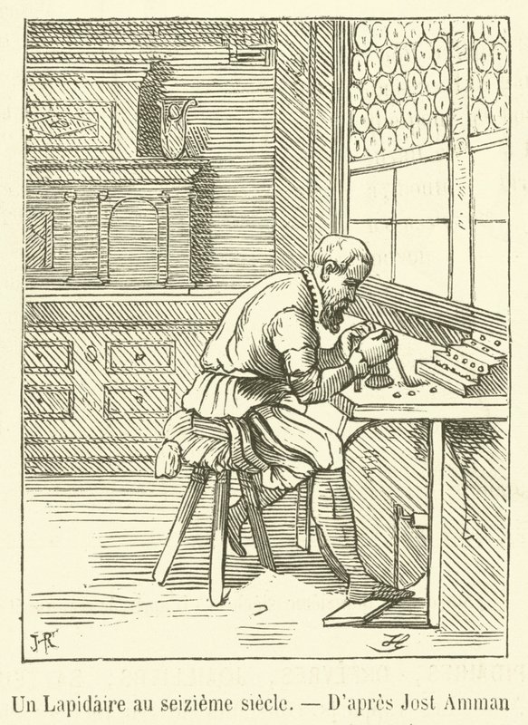 Ein Edelsteinschleifer im sechzehnten Jahrhundert von French School