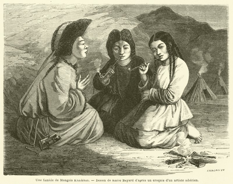 Eine Familie von Khalkha-Mongolen (Gravur) von French School