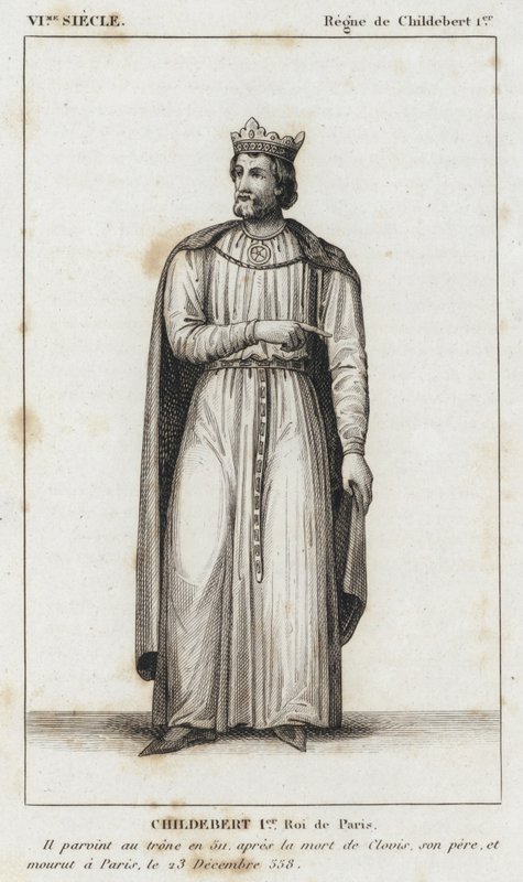 VI. Jahrhundert, Herrschaft von Childebert I., Childebert I., König von Paris (Gravur) von French School