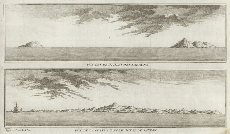 Ansichten der Marianeninseln und der Küste von Nordwest-Saipan von French School