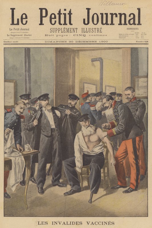 Kriegsveteranen erhalten Pockenimpfungen von French School