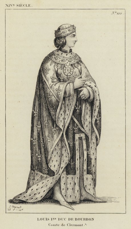 XIV. Jahrhundert, Ludwig I., Herzog von Bourbon, Graf von Clermont (Gravur) von French School