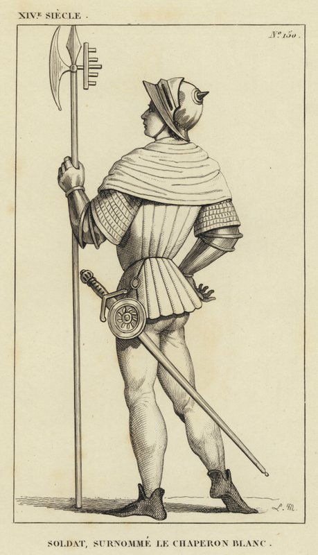 14. Jahrhundert, Soldat, genannt der Weiße Kapuzenmann (Gravur) von French School