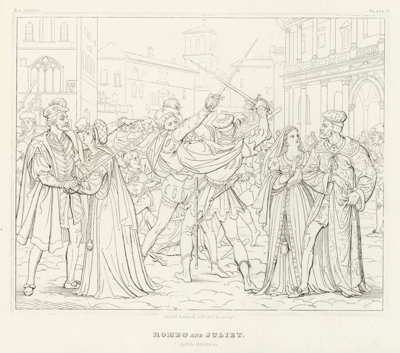 Romeo und Julia, Akt I, Szene 1 von Friedrich August Moritz Retzsch