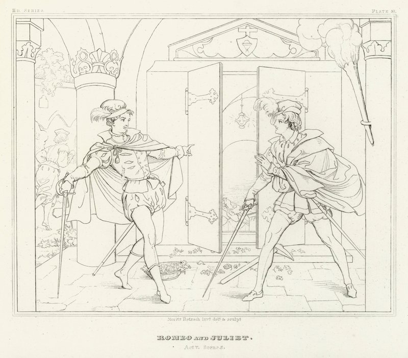 Romeo und Julia, Akt V, Szene 3 (Gravur) von Friedrich August Moritz Retzsch