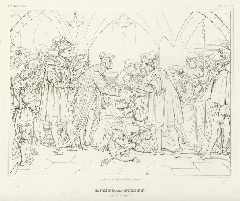 Romeo und Julia, Akt V, Szene 3 (Gravur) von Friedrich August Moritz Retzsch