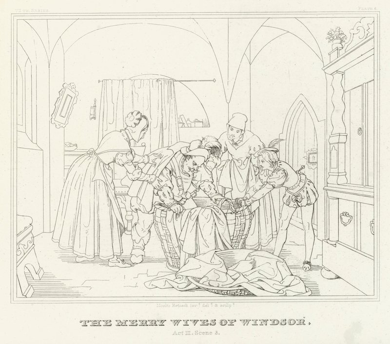Die lustigen Weiber von Windsor, Akt III, Szene 3 von Friedrich August Moritz Retzsch