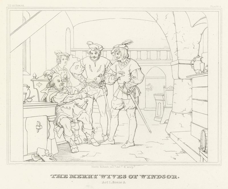 Die lustigen Weiber von Windsor, Akt I, Szene 3 von Friedrich August Moritz Retzsch