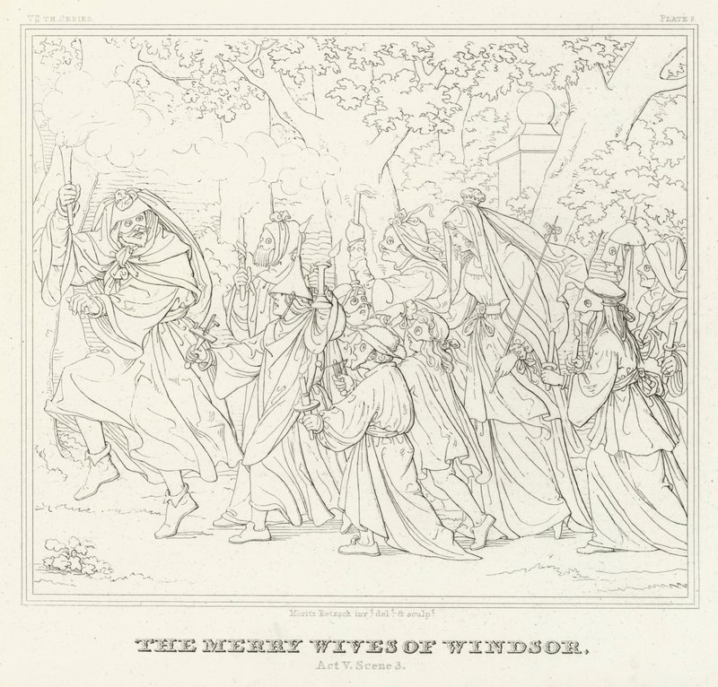 Die lustigen Weiber von Windsor, Akt V, Szene 3 von Friedrich August Moritz Retzsch