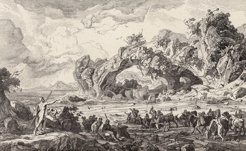 Tötung des heiligen Viehs des Helios von Friedrich the Elder Preller