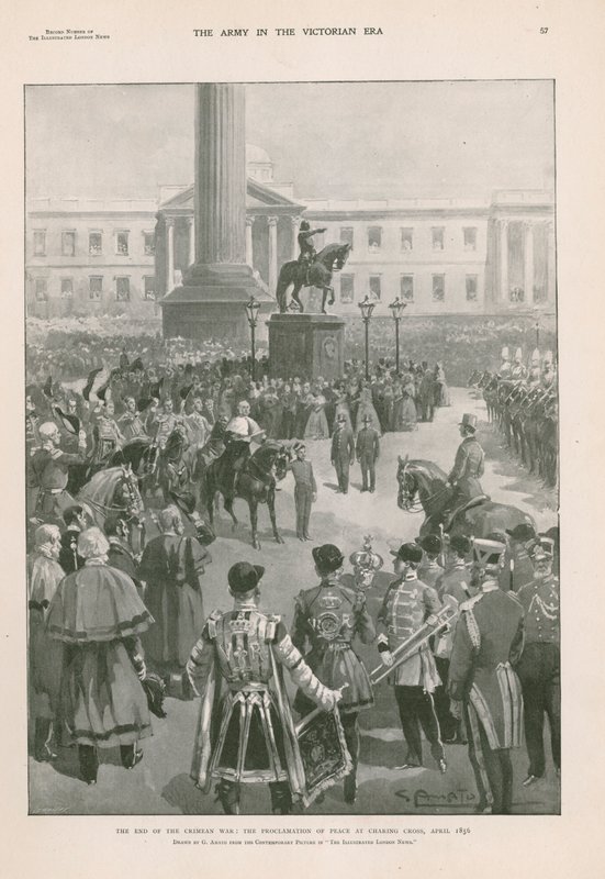 Das Ende des Krimkriegs: Friedensproklamation am Charing Cross, London, April 1856 (Photogravur) von G.S. (after) Amato