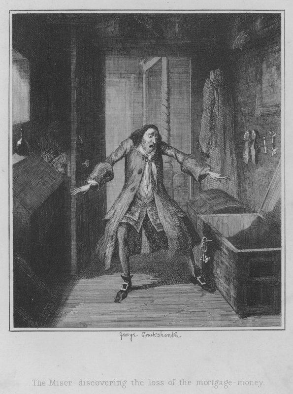 Der Geizhals entdeckt den Verlust des Hypothekengeldes von George (after) Cruikshank