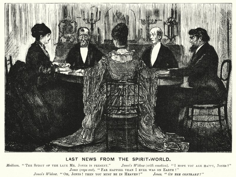 Punch-Karikatur: Letzte Nachrichten aus der Geisterwelt von George (after) Du Maurier