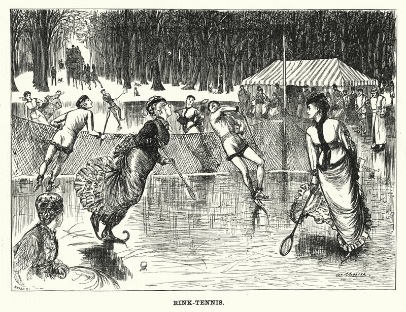 Punch-Karikatur: Rink-Tennis (Gravur) von George (after) Du Maurier
