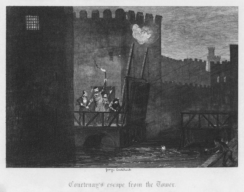 Courtenays Flucht aus dem Tower (Gravur) von George Cruikshank
