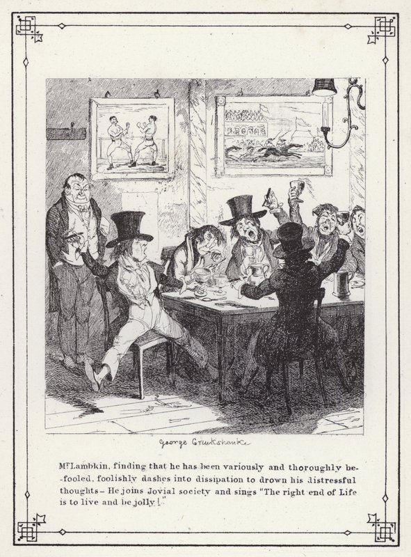 Illustration für The Bachelor’s Own Book, oder Der Fortschritt von Mr. Lambkin (Gent) (Gravur) von George Cruikshank