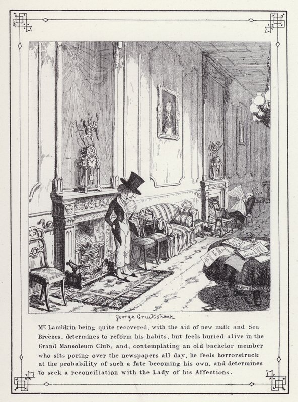 Illustration für Das eigene Buch des Junggesellen oder Der Fortschritt von Mr. Lambkin (Gent) von George Cruikshank