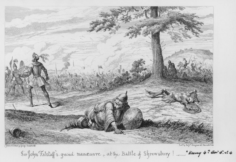 Sir John Falstaffs großes Manöver in der Schlacht von Shrewsbury! von George Cruikshank