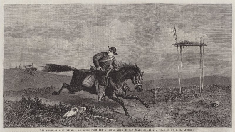 Der amerikanische Pony Express, auf dem Weg vom Missouri River nach San Francisco von George Henry Andrews