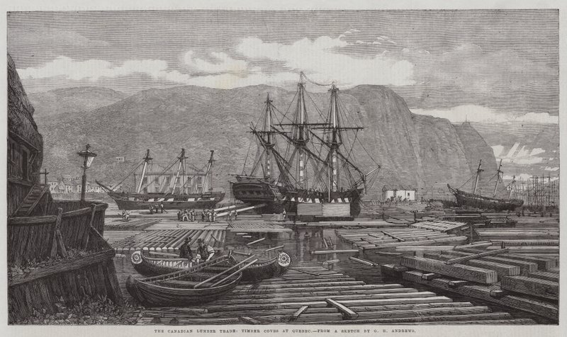 Der kanadische Holzhandel, Holzlager in Quebec von George Henry Andrews