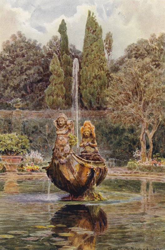 Italienische Gärten: Villa Aldobrandini, Brunnen im Parterre von George Samuel Elgood