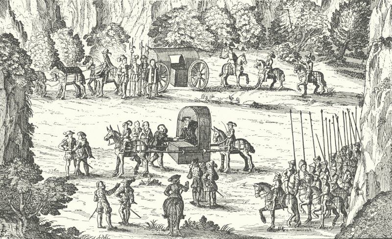 Freilassung von Johann Friedrich I., Kurfürst von Sachsen, aus der Gefangenschaft des Heiligen Römischen Kaisers Karl V. in Linz, Österreich, 1552 von German School