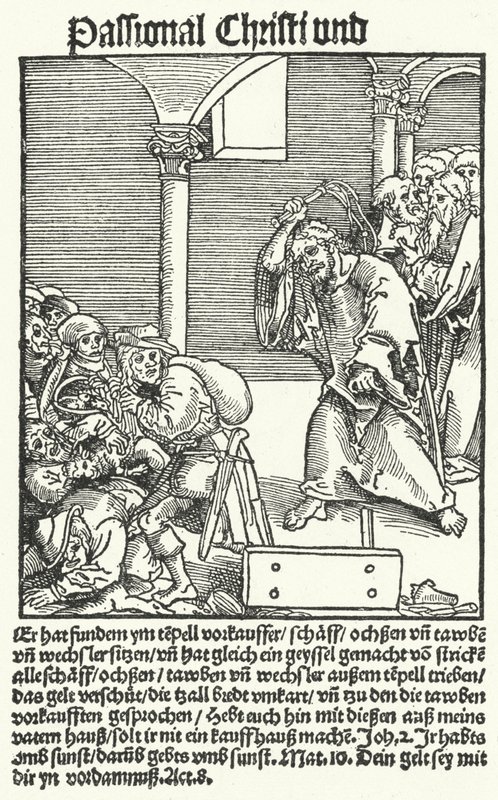 Eine Seite aus Luthers antipäpstlicher Flugschrift, Passional Christi und Antichristi von German School
