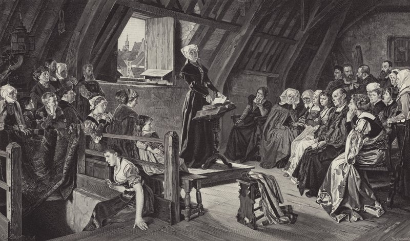 Anne Askew predigt die lutherische Lehre von German School