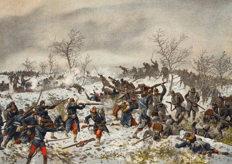 Schlacht vor Le Mans-Champagne, Deutsch-Französischer Krieg, 11. Januar 1871 von German School