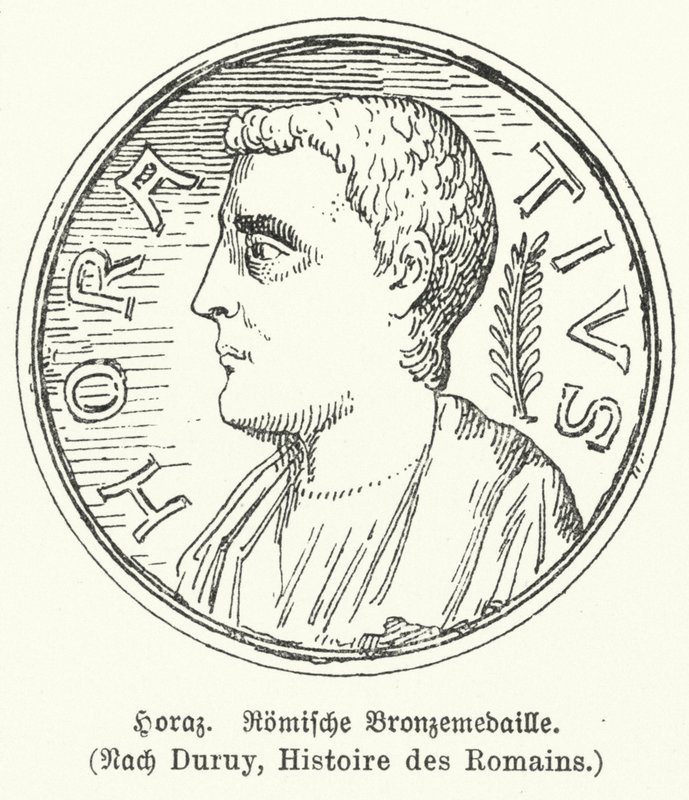 Bronzemedaille mit dem römischen Dichter Horaz (Lithografie) von German School