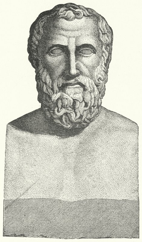 Büste des antiken griechischen Dichters Archilochos (Stich) von German School