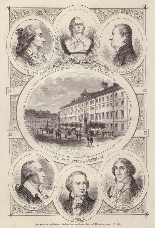 Hundertjahrfeier der Hof- und Nationaltheater, Mannheim, Deutschland (Gravur) von German School