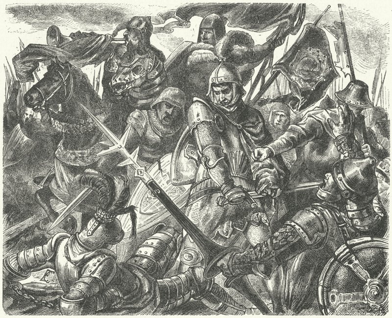 Tod von Peter von Kastilien durch die Hand von Heinrich von Trastamara von German School