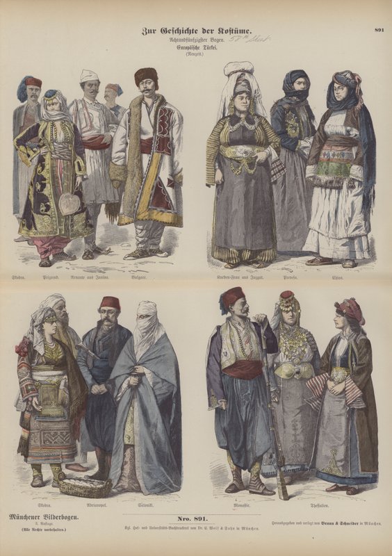 Osteuropäische Kostüme (farbige Gravur) von German School