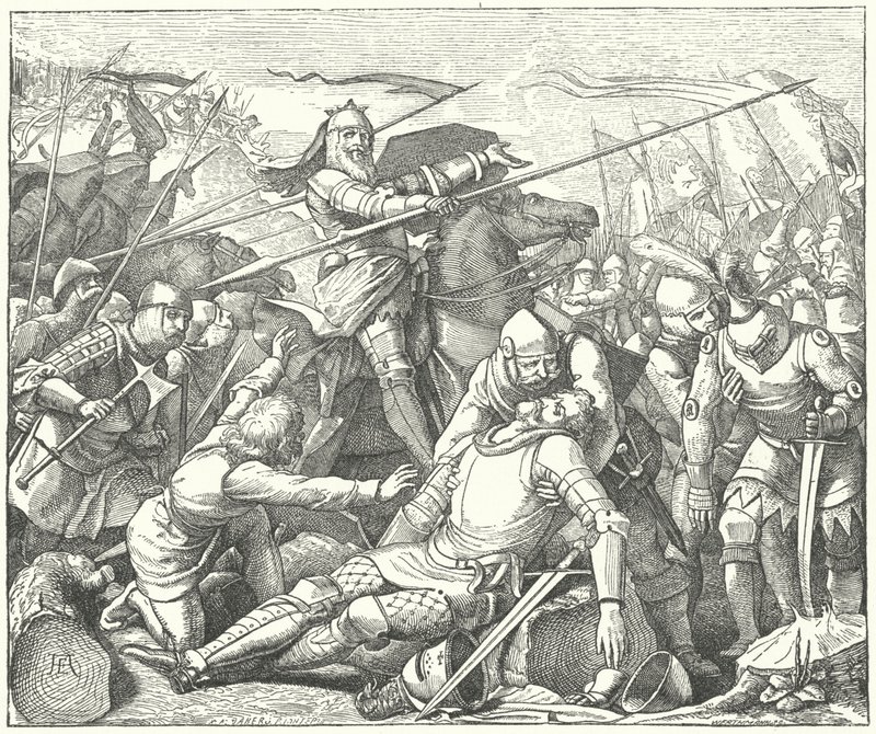 Eberhard II., Graf von Württemberg, in der Schlacht bei Döffingen von German School