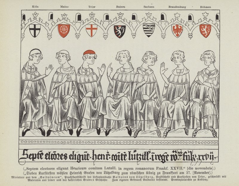 Wahl von Heinrich VII. von Luxemburg zum Heiligen Römischen Kaiser, Frankfurt, 27. November 1308 von German School