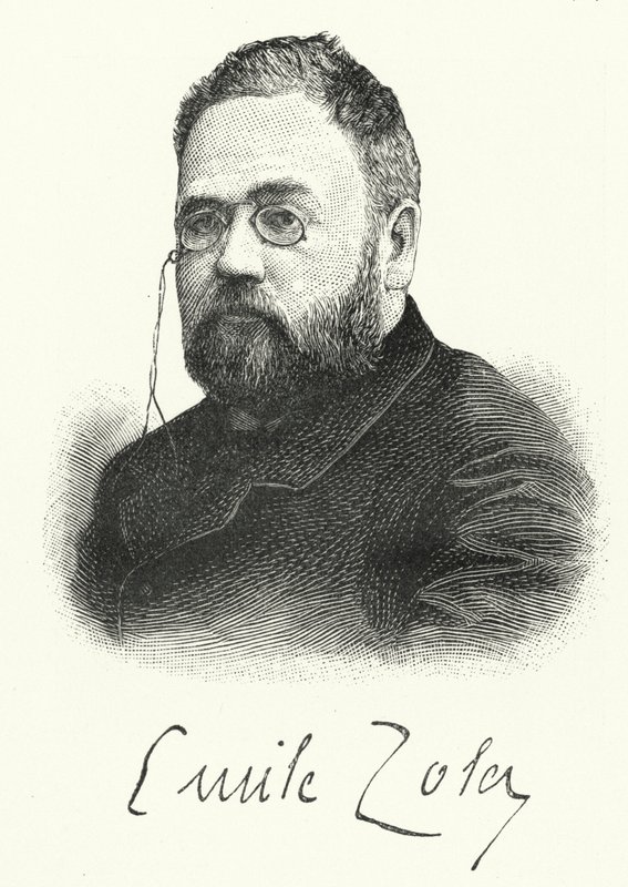 Emile Zola, französischer Romanautor und Dramatiker (Lithografie) von German School